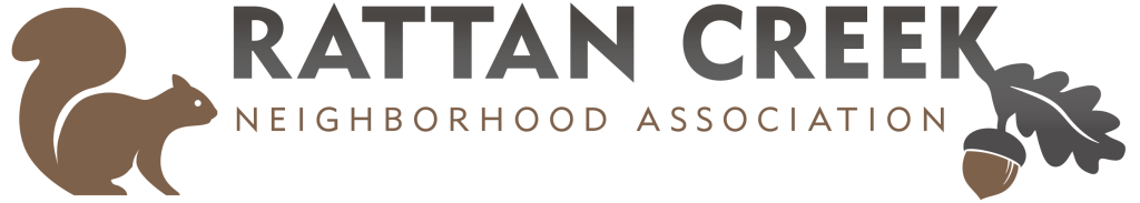 Picture of  a squirrel and the Rattan Creek logo