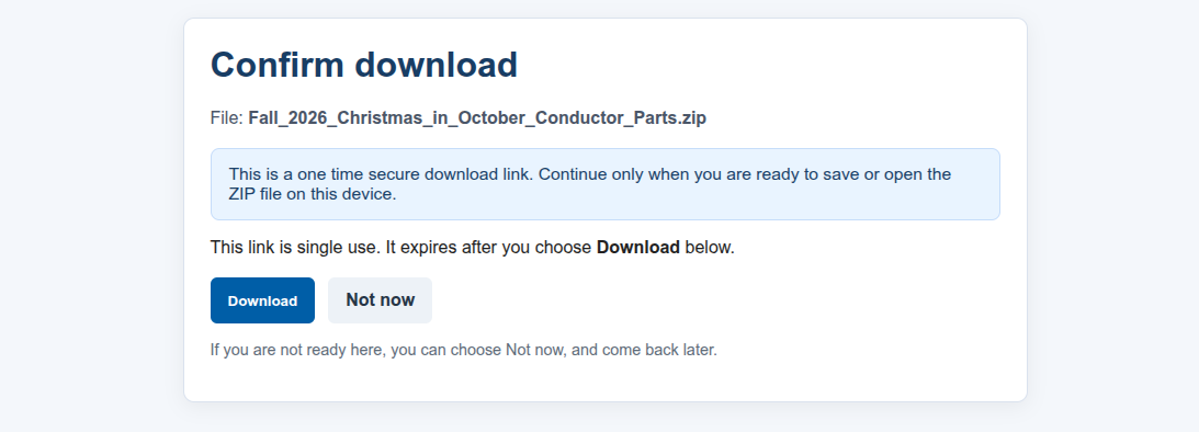screen shot of parts download page