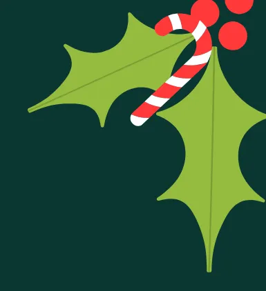 Holly and a candy cane